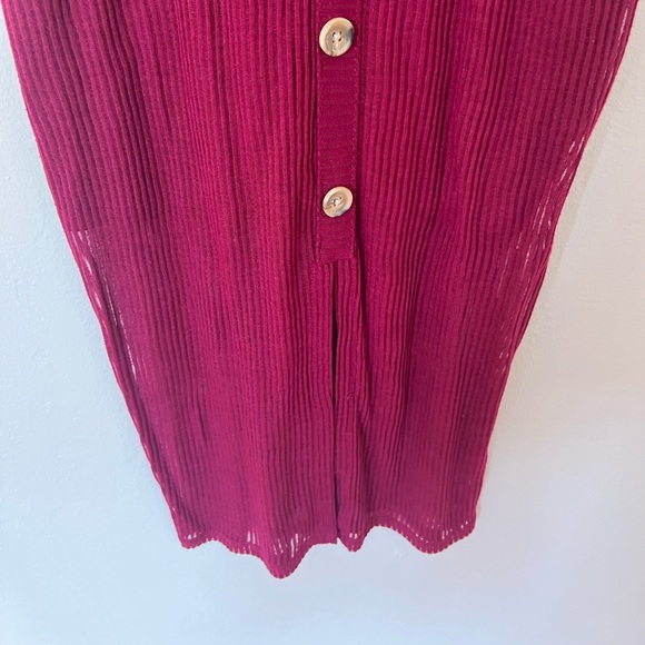 Express Maroon Ribbed Bodycon Midi Dress - Picture 3 of 6